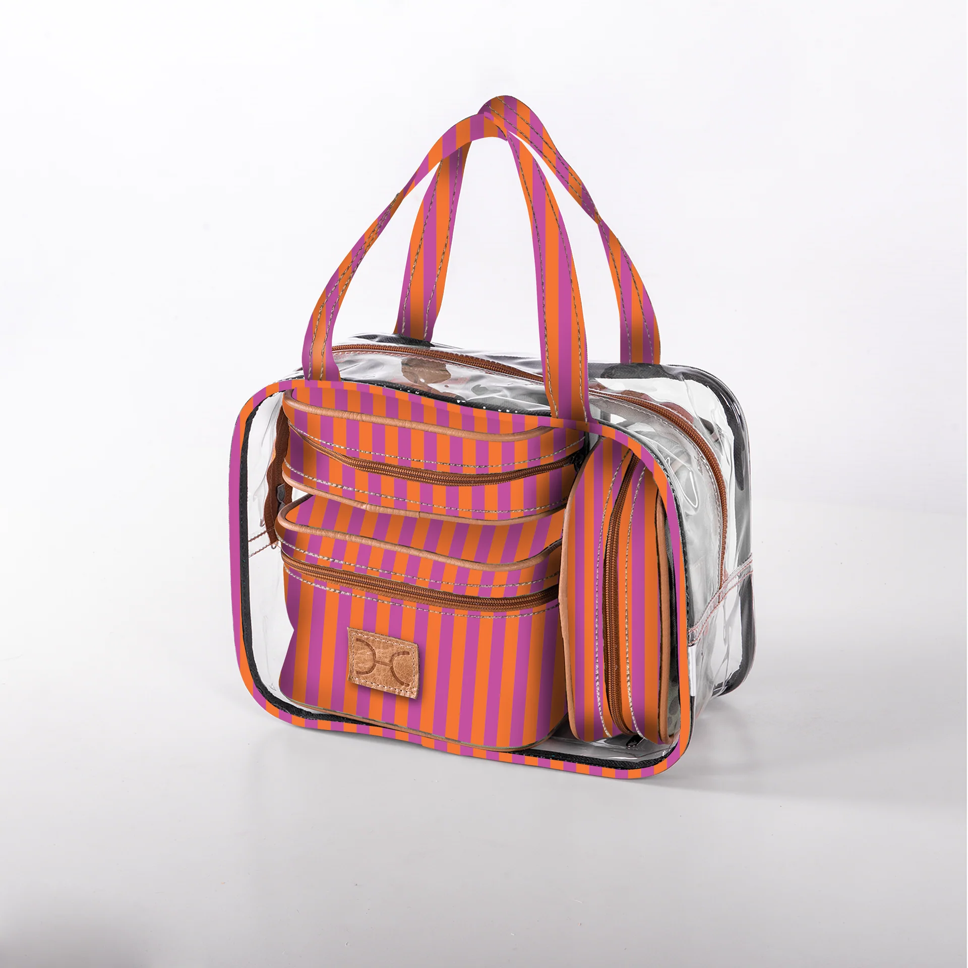 Linear Preppy Pink Cosmetic Maxi Bag Set